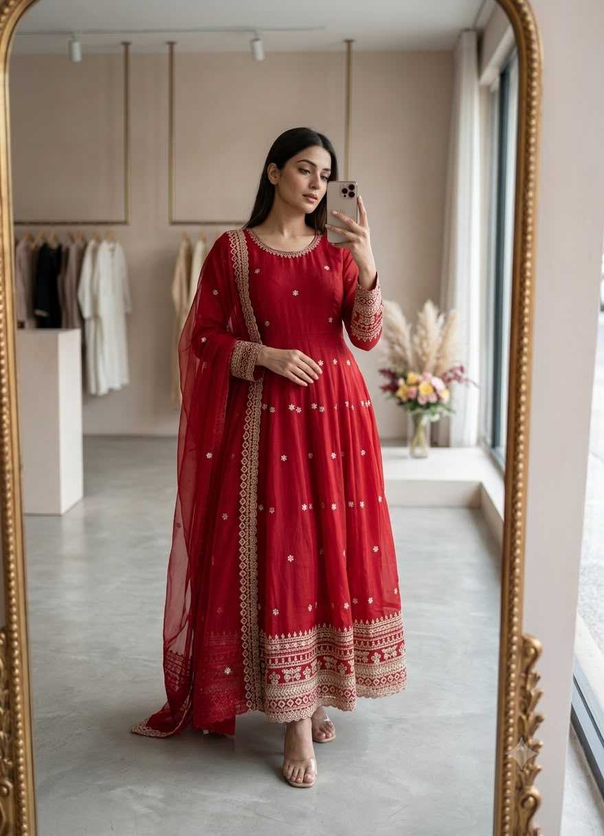 YNF Wholesale Pure Silk Embroidery Gowns  | Surat Manufacturer