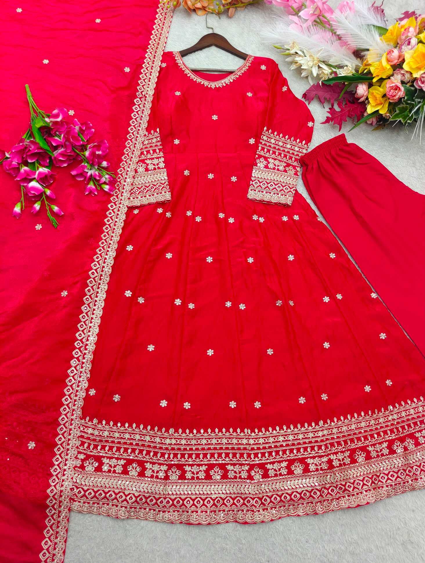 YNF Wholesale Pure Silk Embroidery Gowns  | Surat Manufacturer