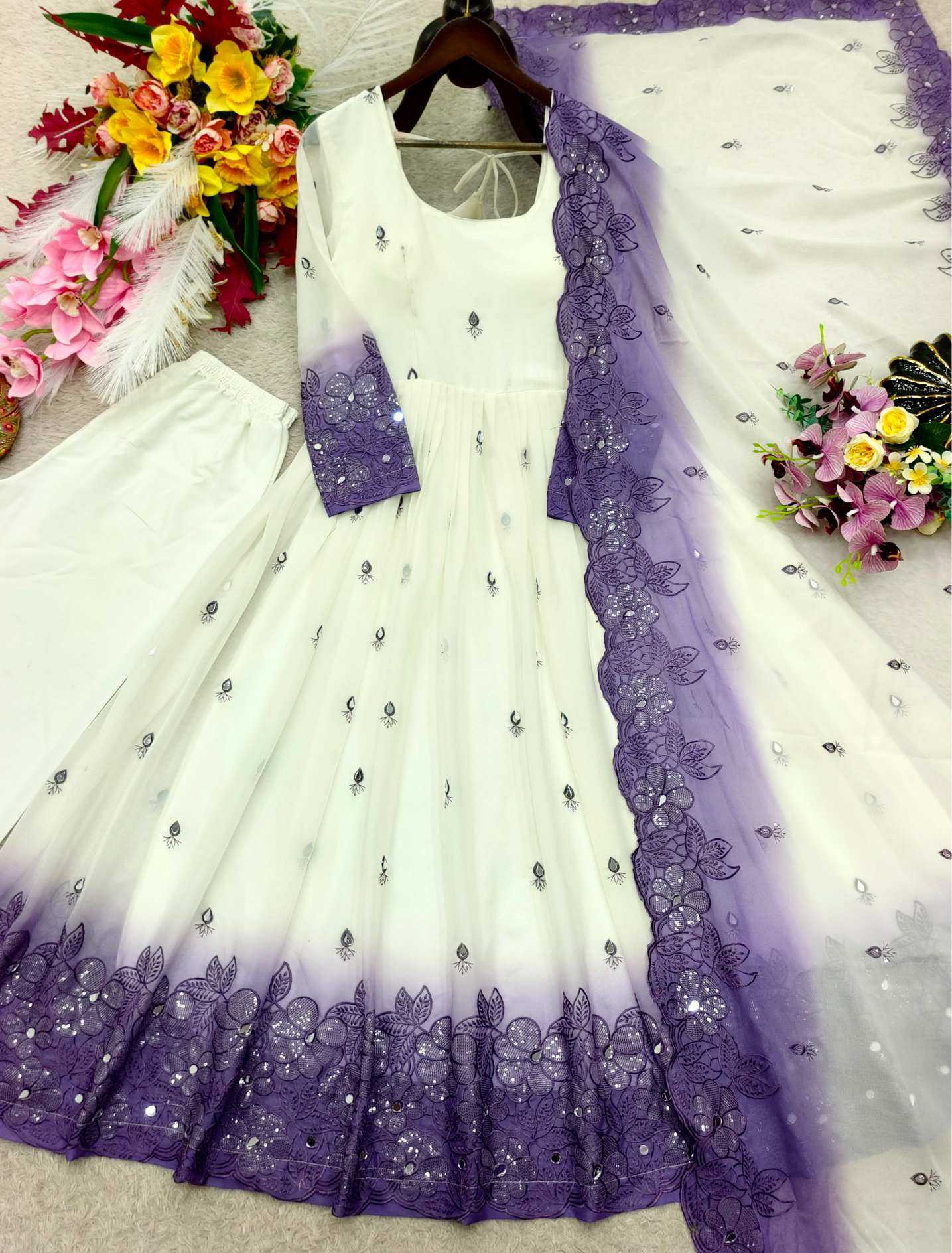 YNF Wholesale Georgette Embroidery Gowns  | Surat Manufacturer