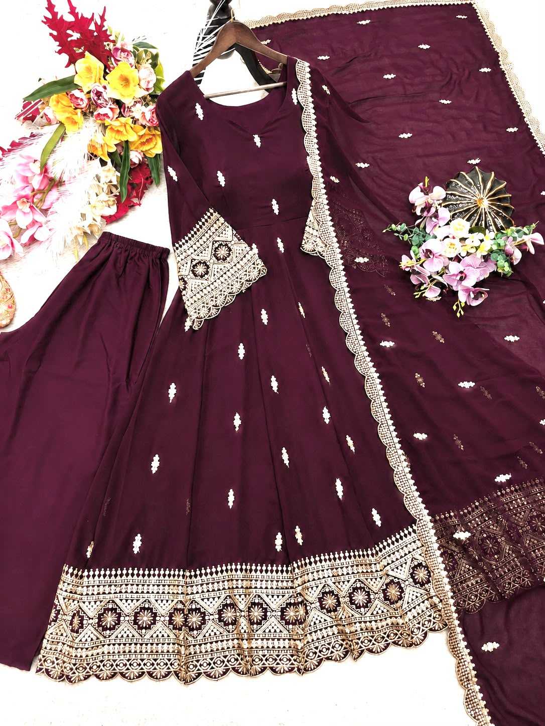 YNF Wholesale Georgette Embroidery Gowns  | Surat Manufacturer