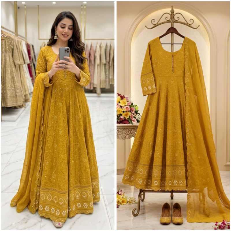 YNF Wholesale Faux Georgette Embroidery Gowns  | Surat Manufacturer