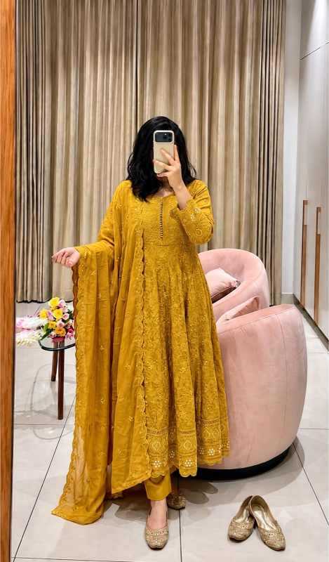 YNF Wholesale Faux Georgette Embroidery Gowns  | Surat Manufacturer