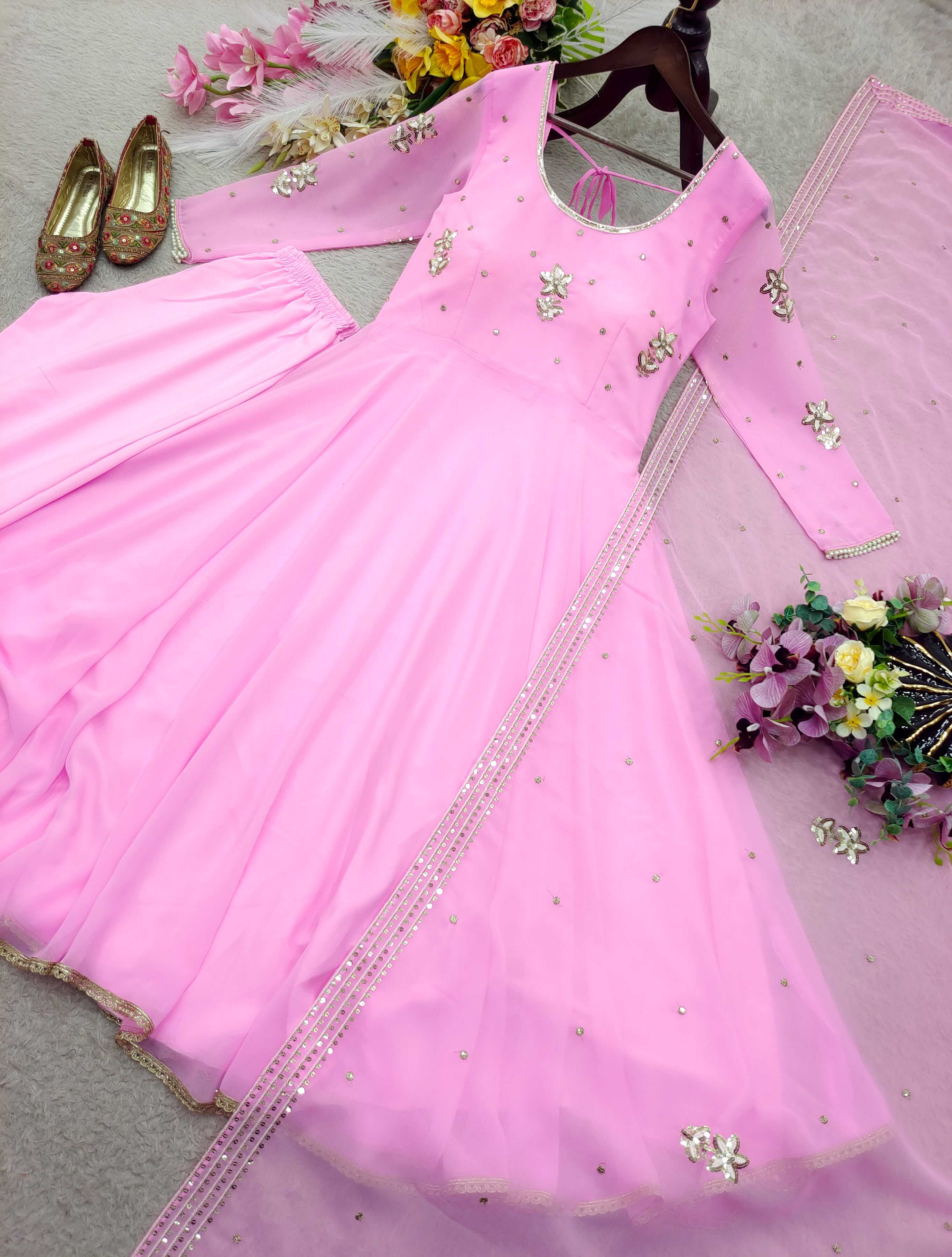 YNF Wholesale Faux Georgette Embroidery Gowns  | Surat Manufacturer