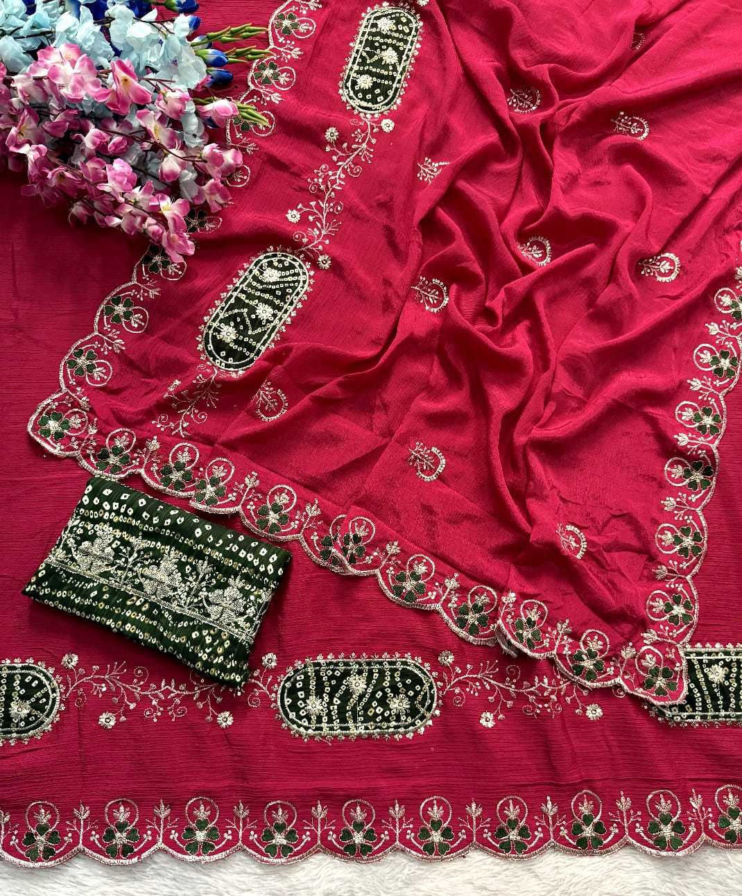YNF Wholesale Chinon Sequence Sarees  | Surat Manufacturer