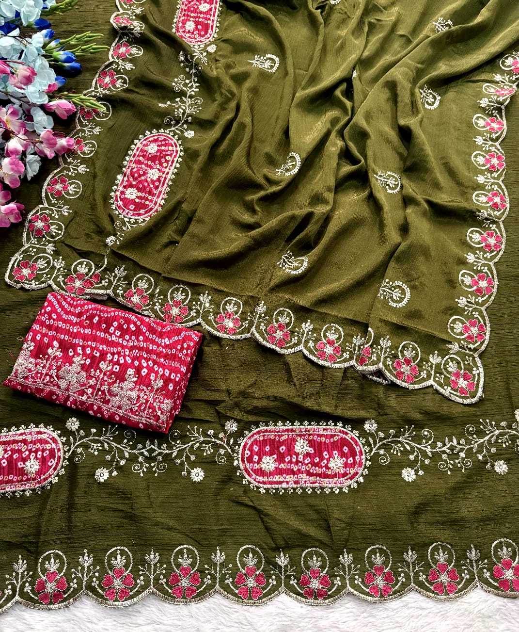 YNF Wholesale Chinon Sequence Sarees  | Surat Manufacturer