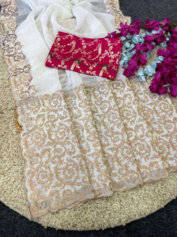 YNF Wholesale Crunchi Embroidered Sarees  | Surat Manufacturer