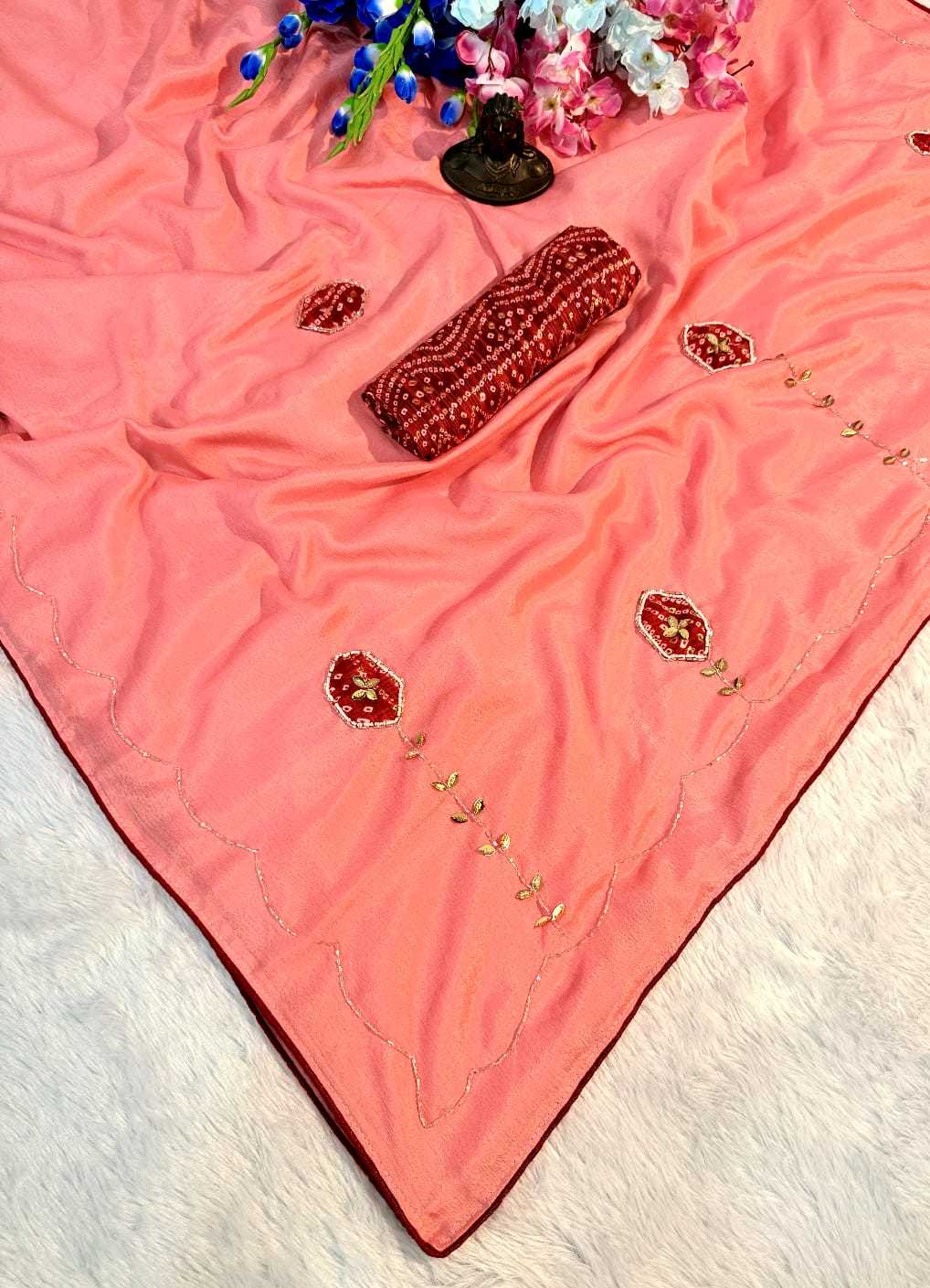YNF Wholesale Chinon Printed Silk Saree  | Surat Manufacturer