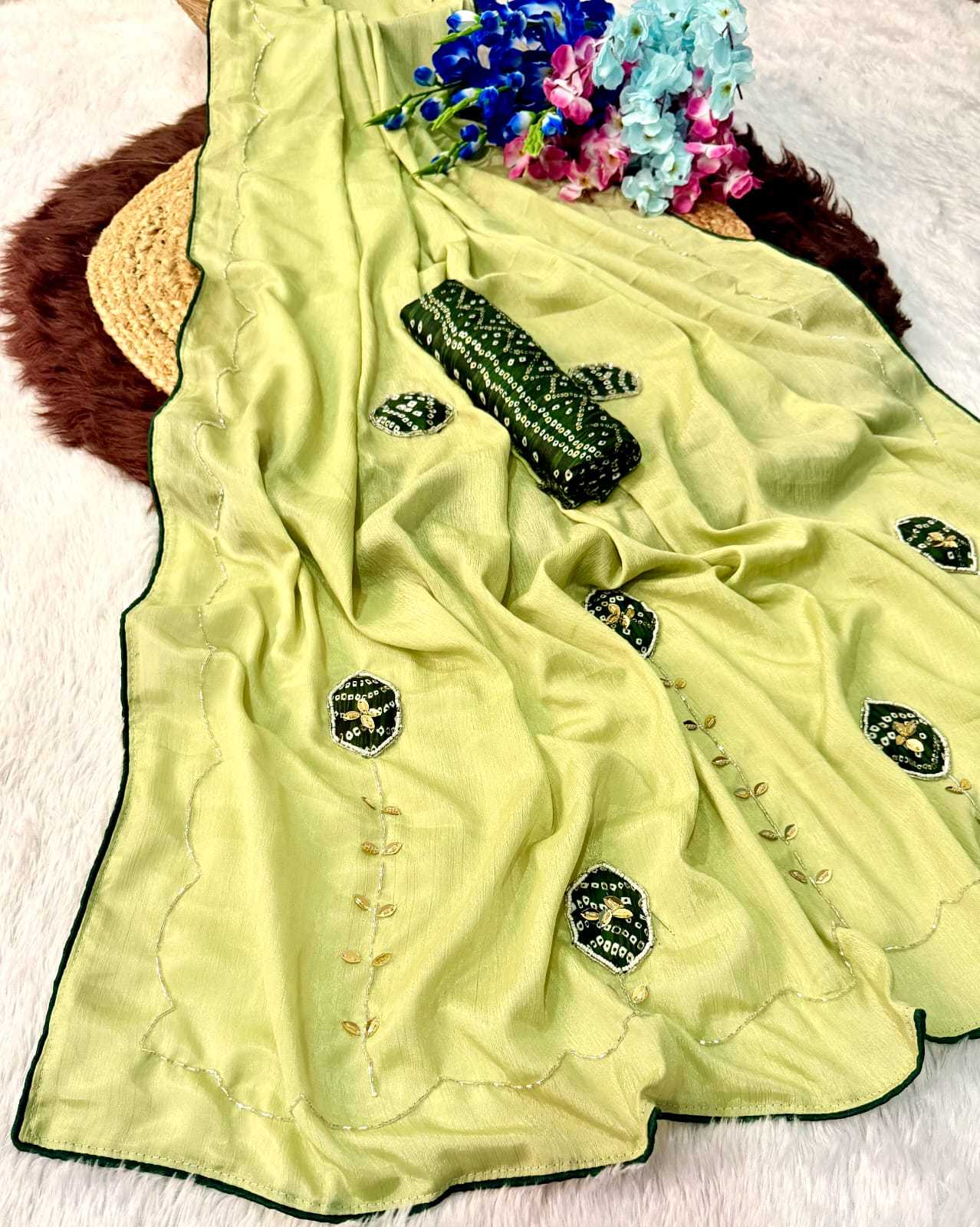 YNF Wholesale Chinon Printed Silk Saree  | Surat Manufacturer