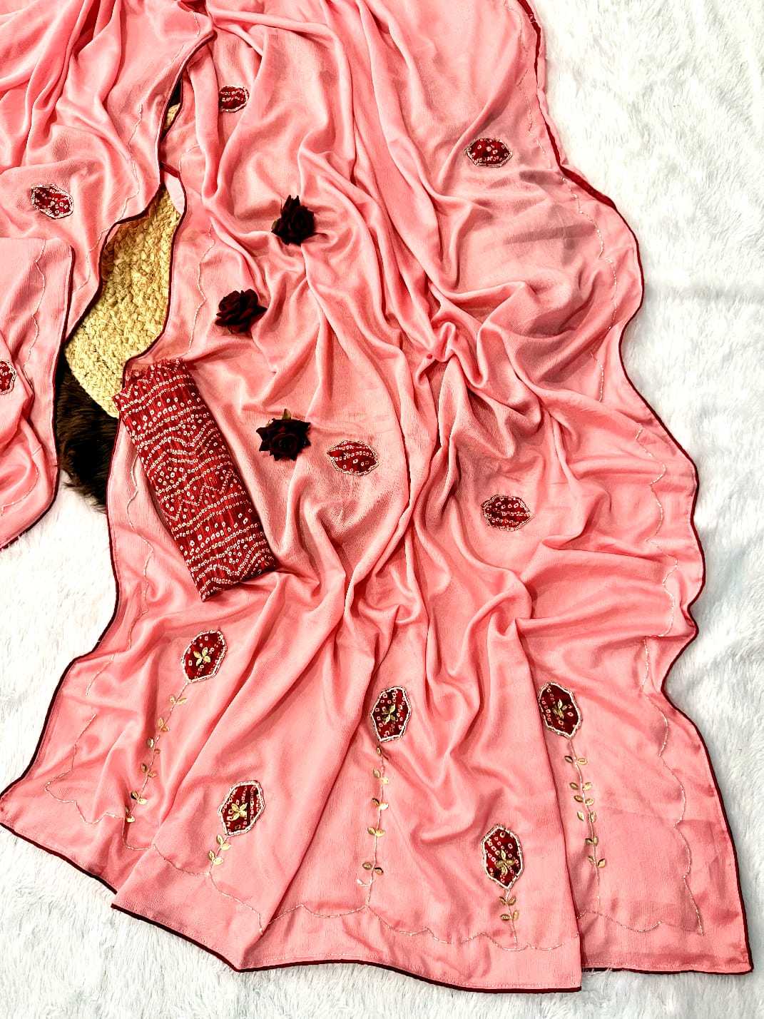 YNF Wholesale Chinon Printed Silk Saree  | Surat Manufacturer