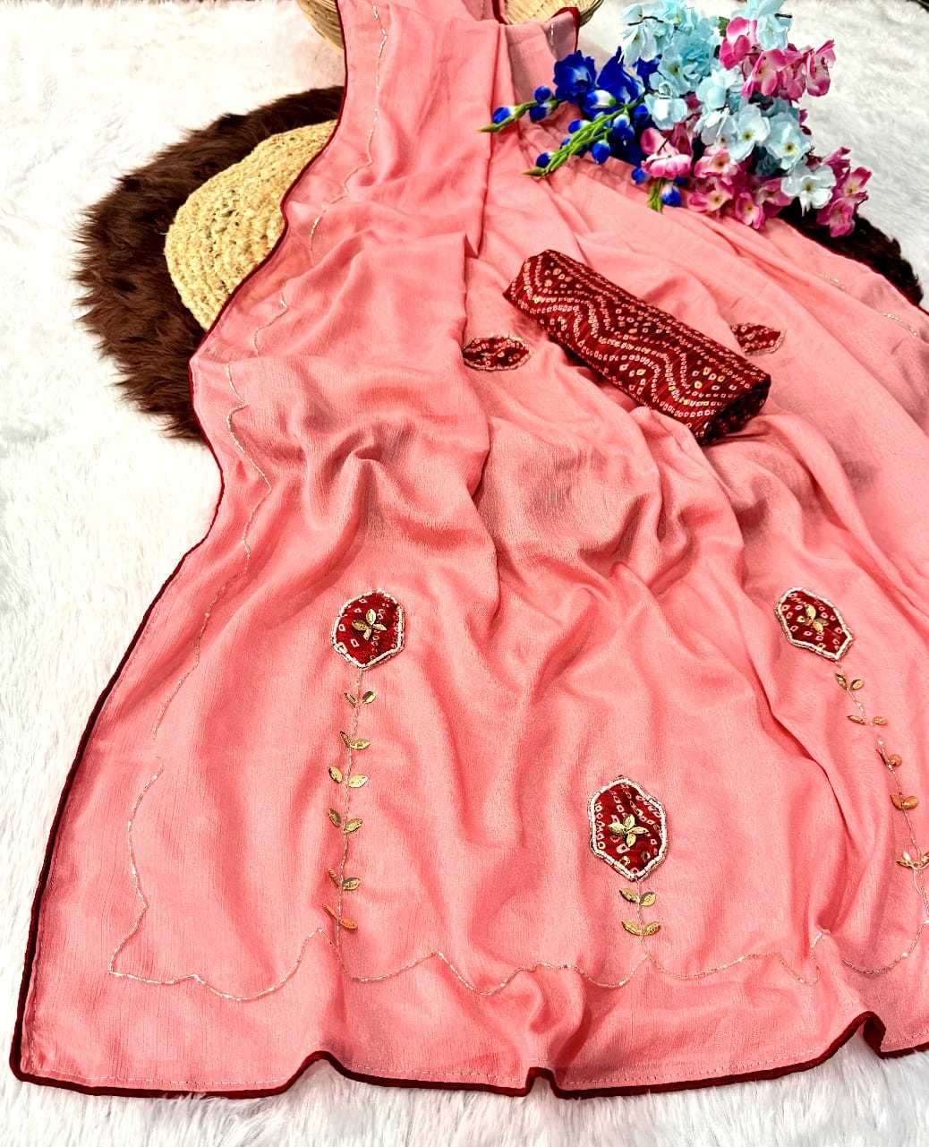YNF Wholesale Chinon Printed Silk Saree  | Surat Manufacturer