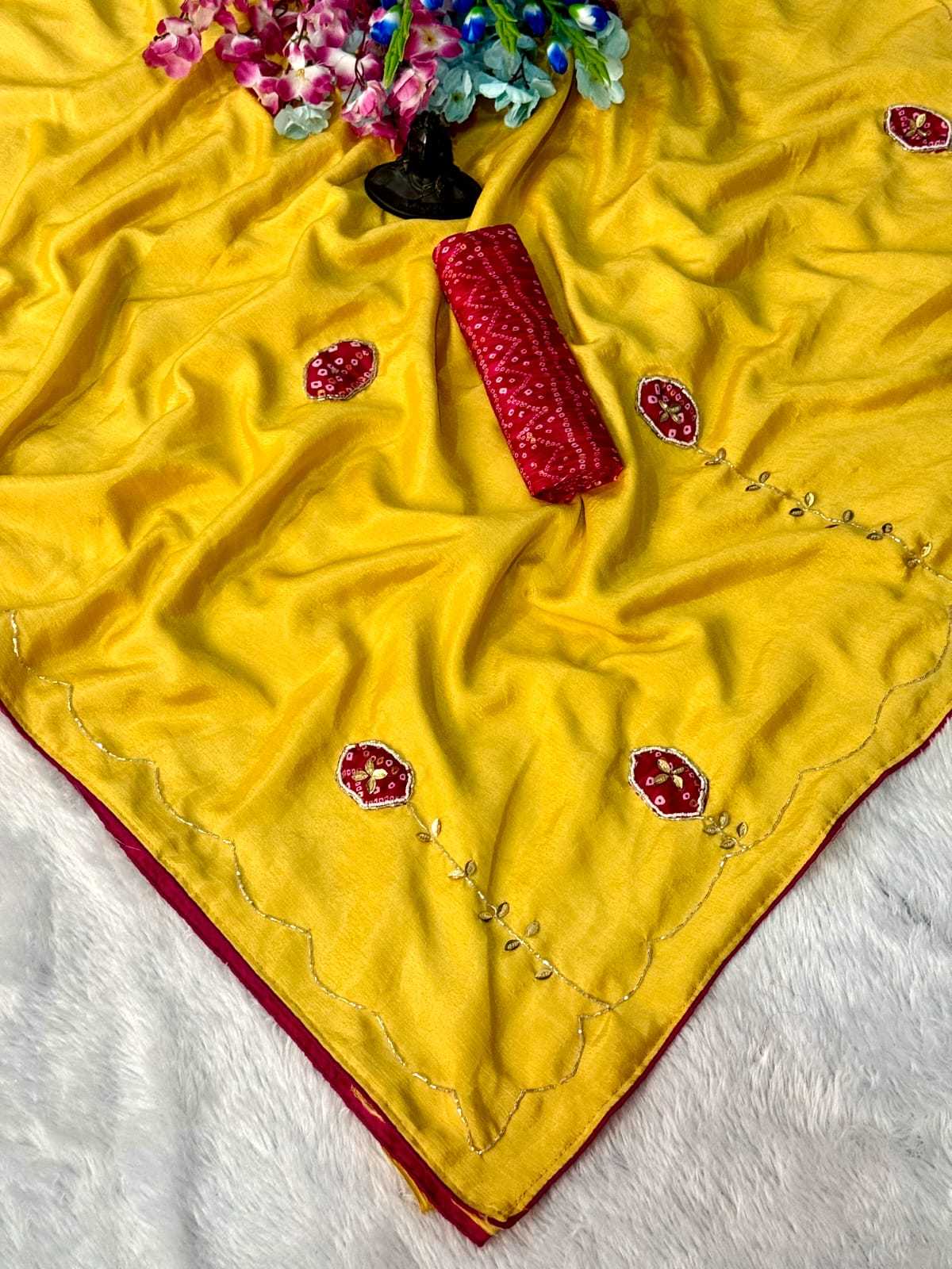 YNF Wholesale Chinon Printed Silk Saree  | Surat Manufacturer