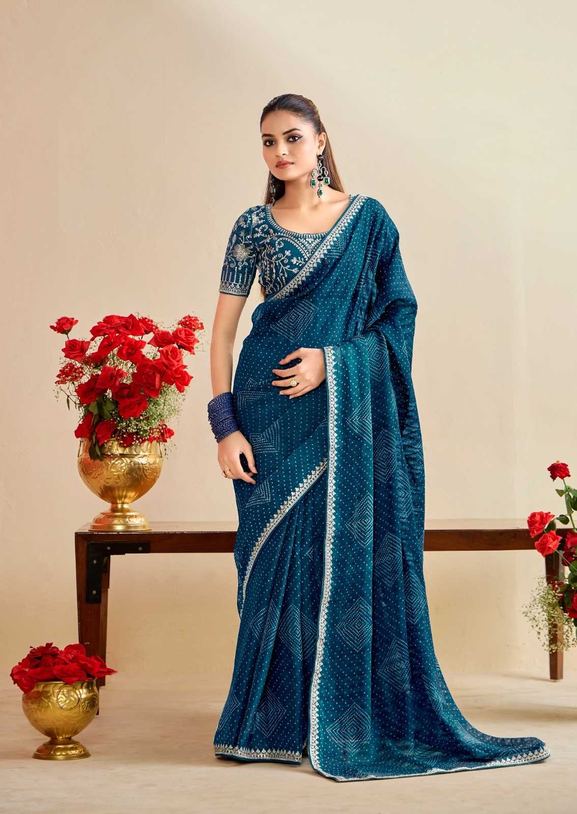 YNF Wholesale Georgette Printed Sarees KESH514 BANDHANIYA | Surat Manufacturer