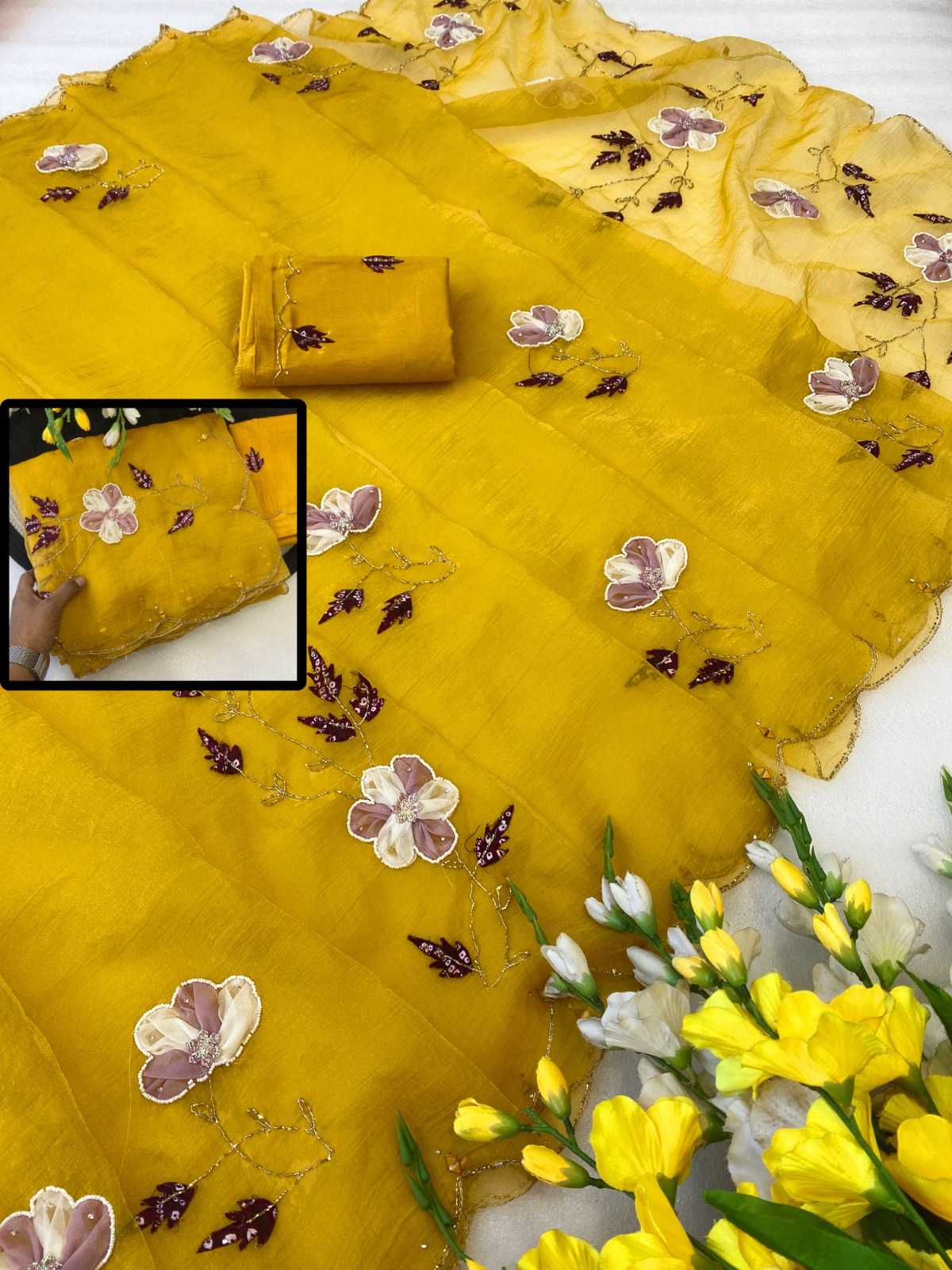 YNF Wholesale Soft Gold Crush Designer Sarees  | Surat Manufacturer