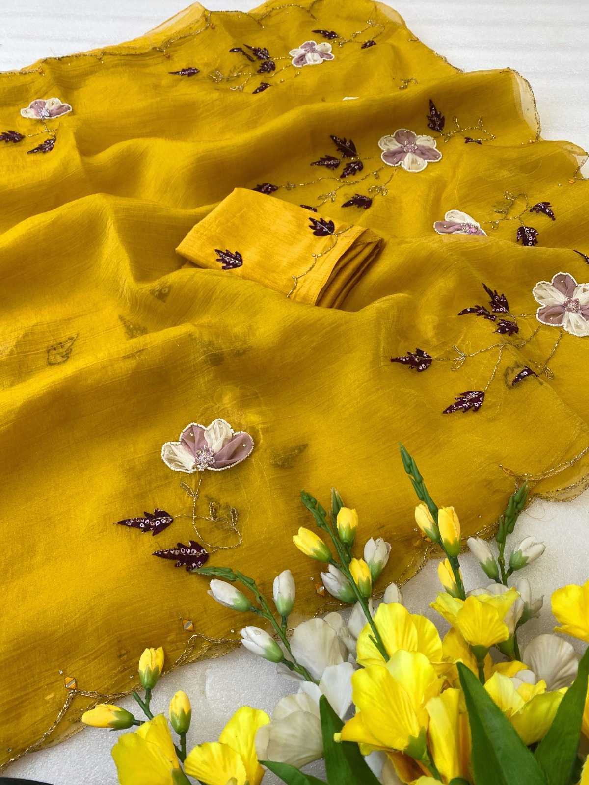 YNF Wholesale Soft Gold Crush Designer Sarees  | Surat Manufacturer