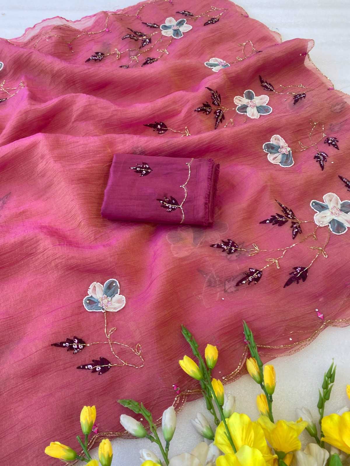 YNF Wholesale Soft Gold Crush Designer Sarees  | Surat Manufacturer