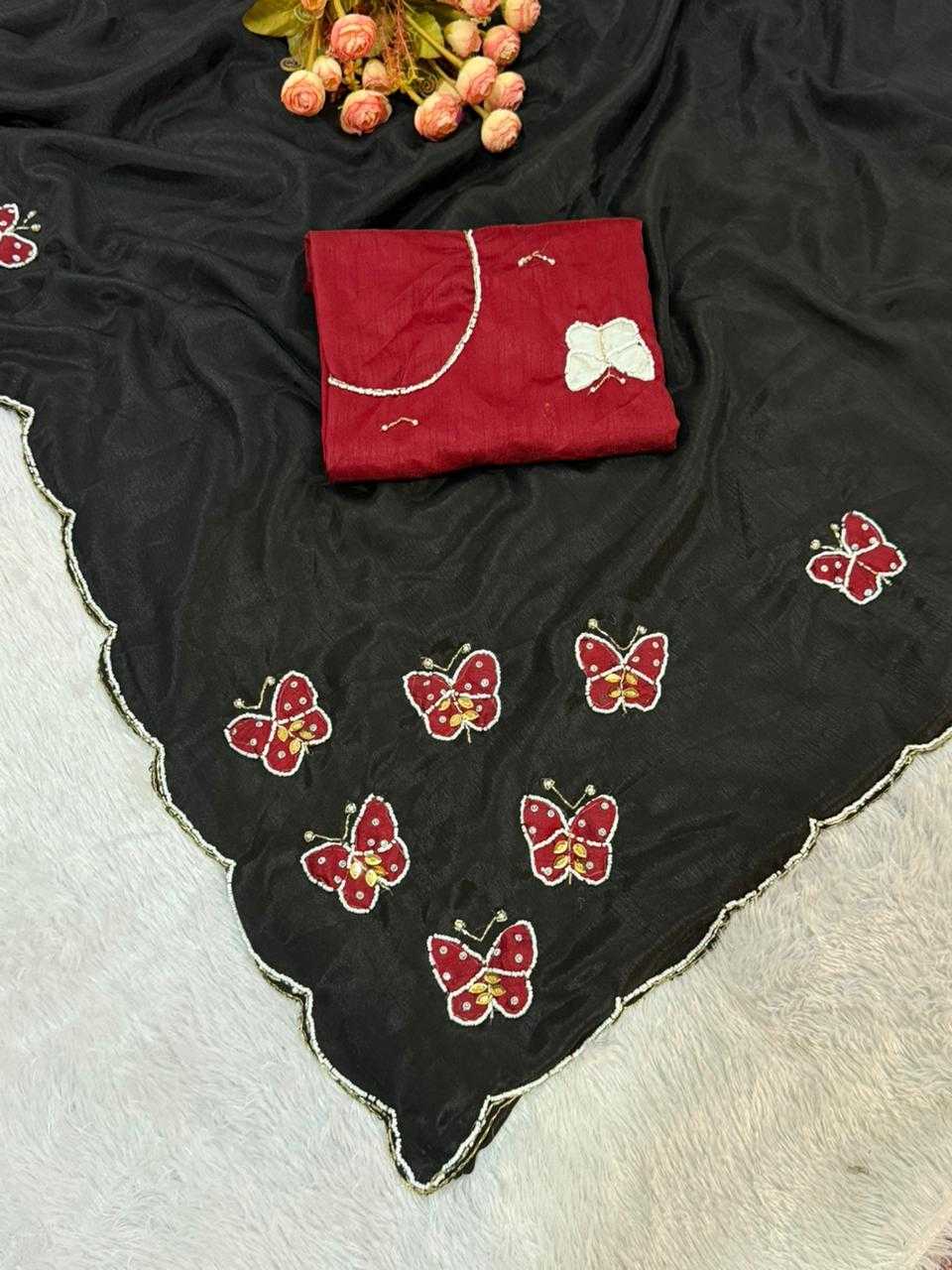 YNF Wholesale Chinon Hand Work Sarees  | Surat Manufacturer