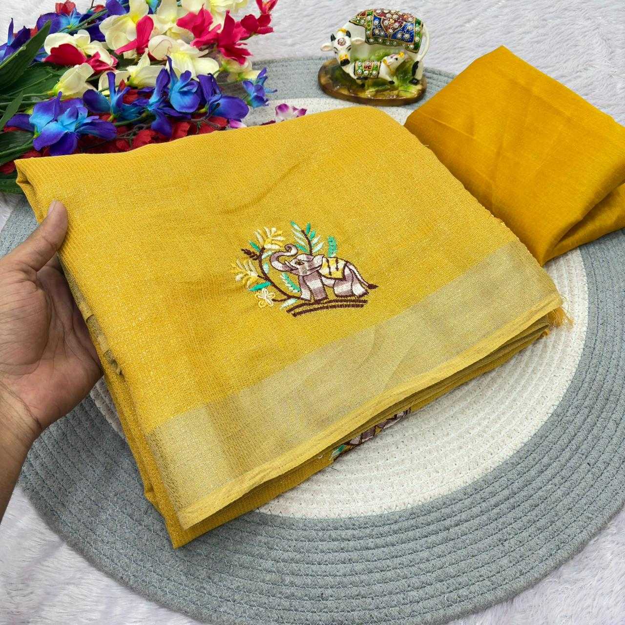 YNF Wholesale Cotton Embroidered Sarees  | Surat Manufacturer