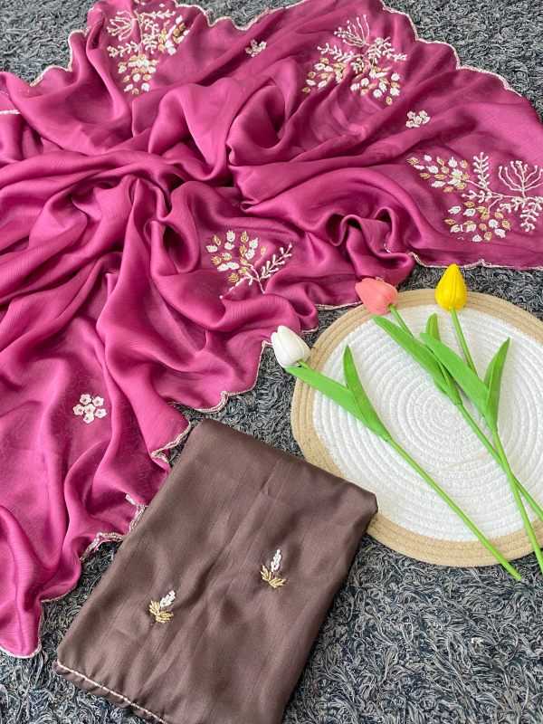 YNF Wholesale Chiffon Hand Work Sarees  | Surat Manufacturer