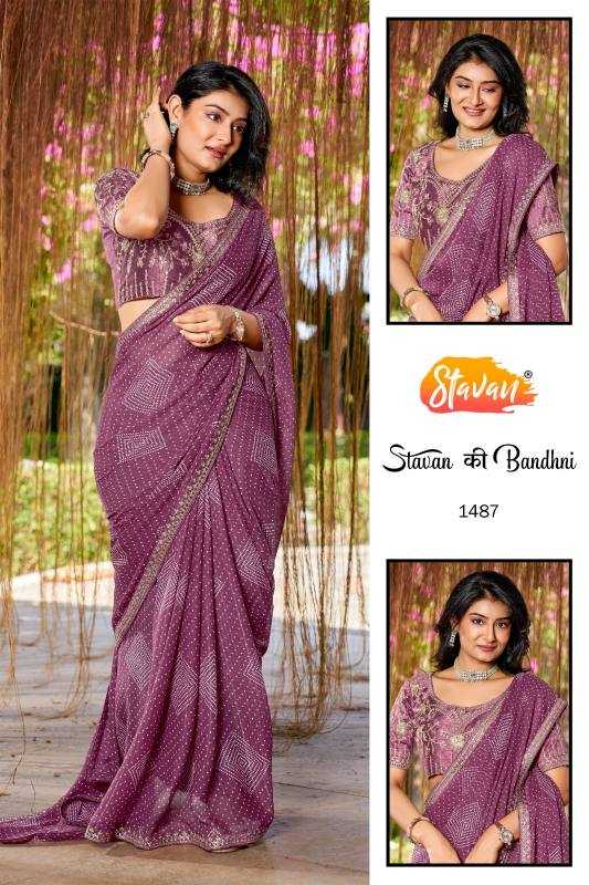 YNF Wholesale Georgette Printed Sarees KESH514 Stavan Ki Bandhani | Surat Manufacturer