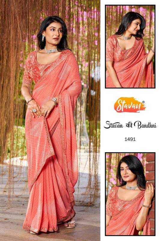 YNF Wholesale Georgette Printed Sarees KESH514 Stavan Ki Bandhani | Surat Manufacturer