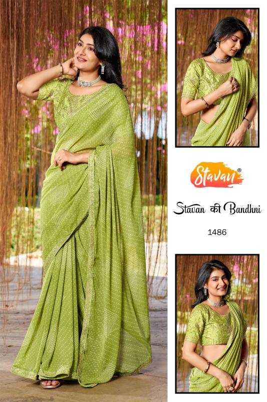 YNF Wholesale Georgette Printed Sarees KESH514 Stavan Ki Bandhani | Surat Manufacturer