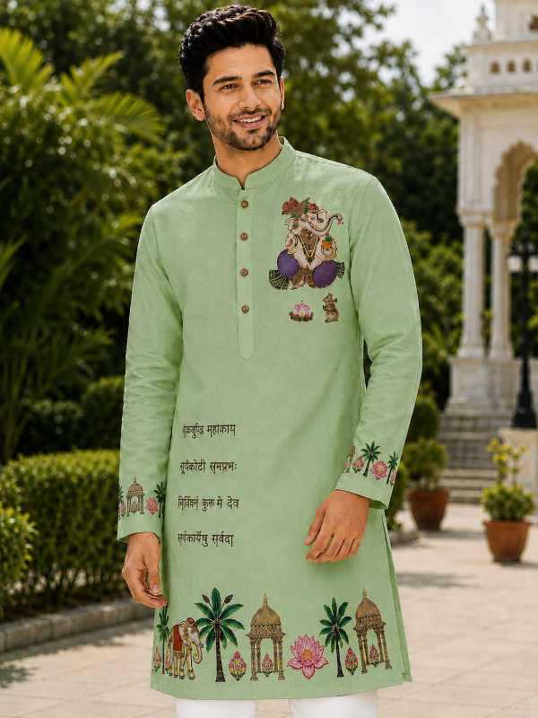 YNF Wholesale Cotton Mens Kurtas KESH521 Ganpati | Surat Manufacturer