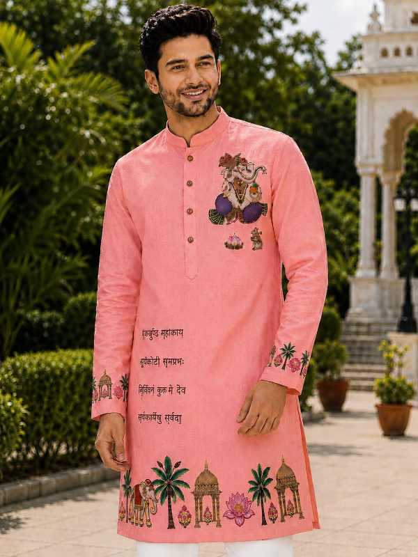 YNF Wholesale Cotton Mens Kurtas KESH521 Ganpati | Surat Manufacturer