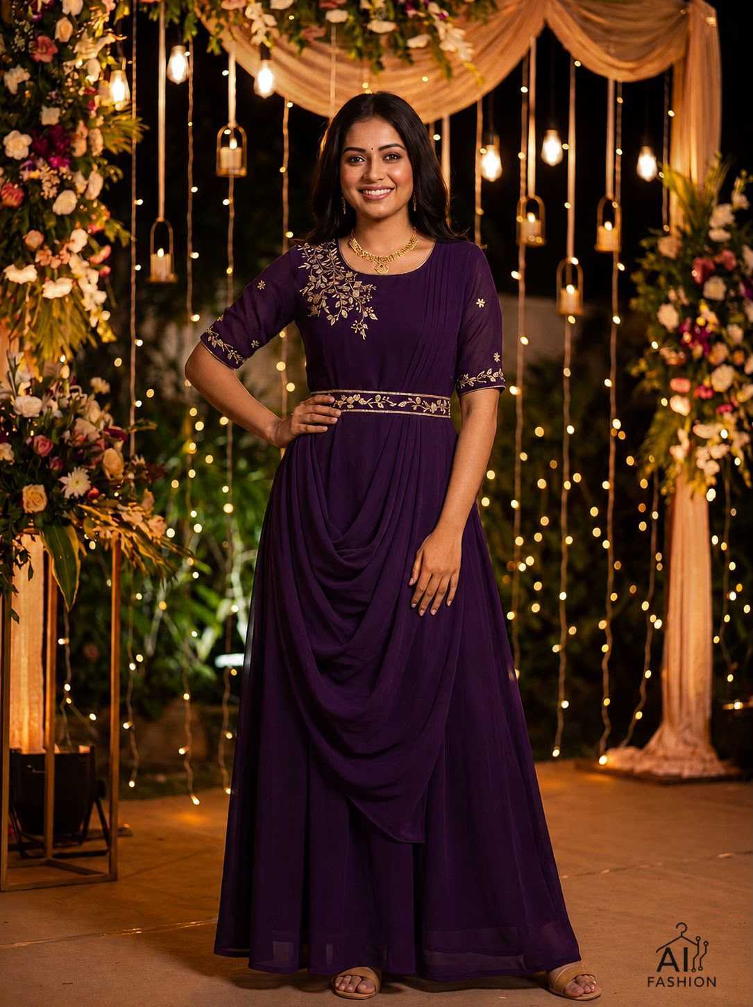 YNF Wholesale Georgette Embroidery Gowns KESH521 Nayra | Surat Manufacturer