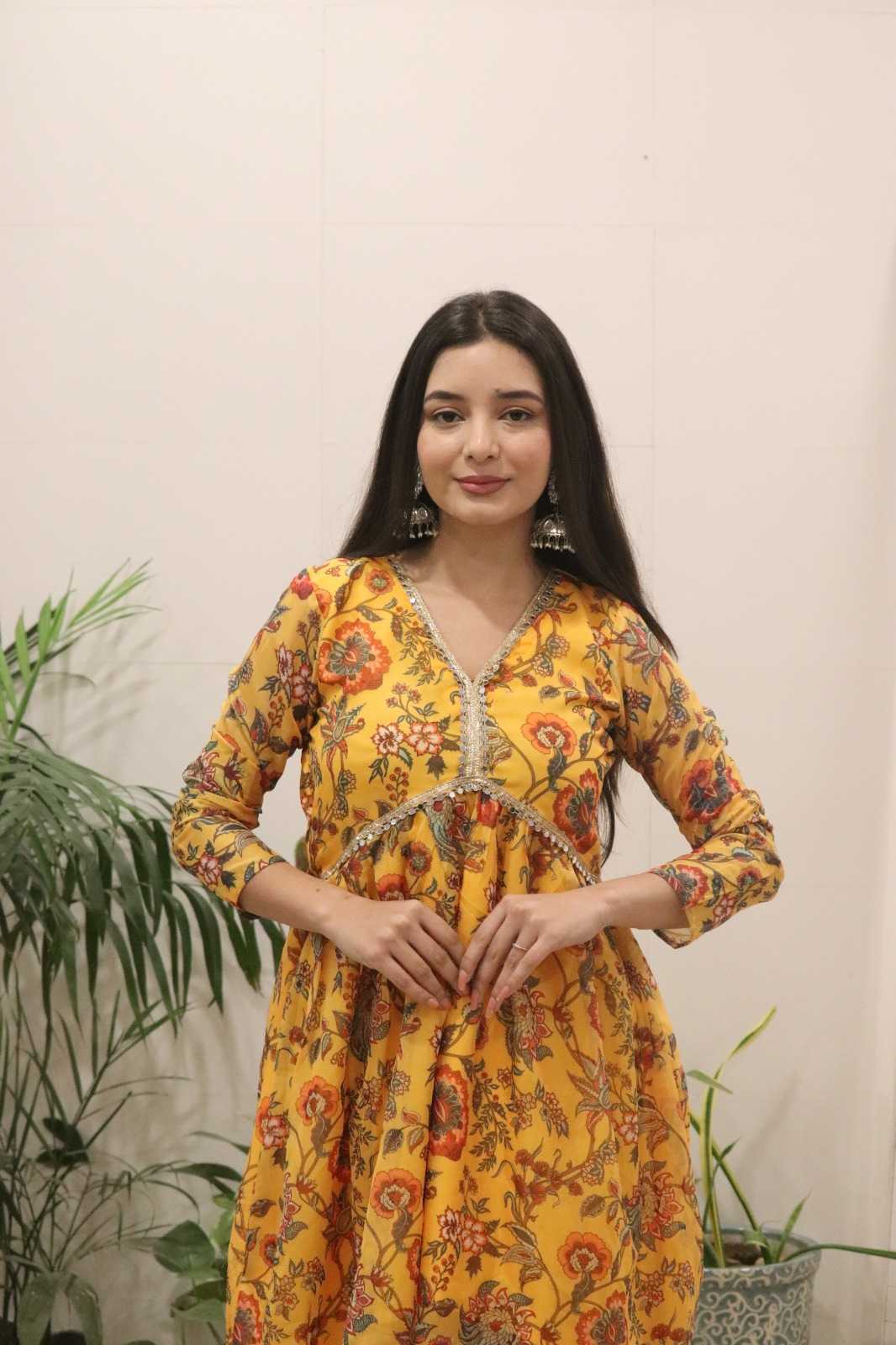 YNF Wholesale Organza Printed Kurtis  | Surat Manufacturer