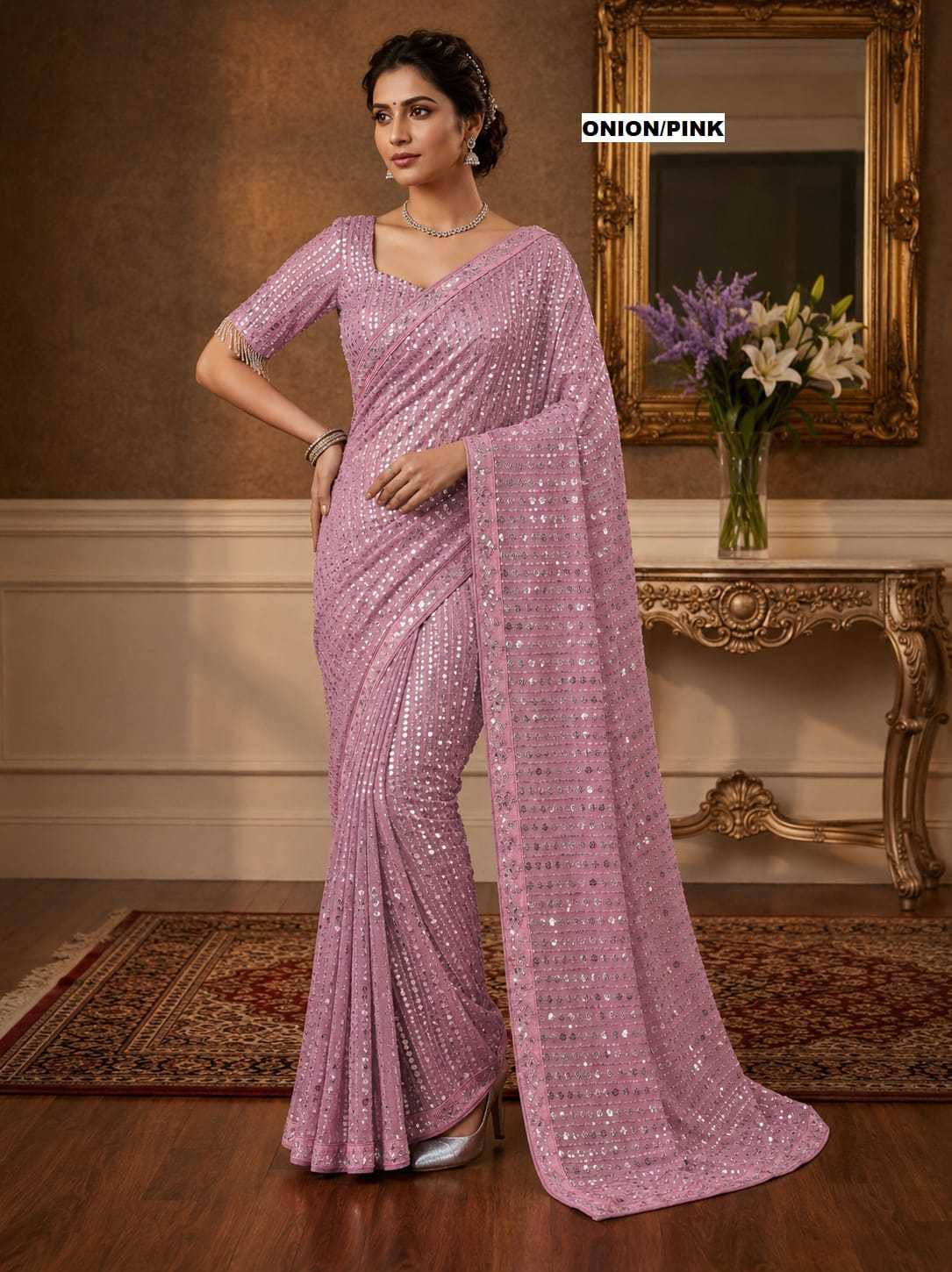 YNF Wholesale Faux Georgette Georgette Sarees  | Surat Manufacturer