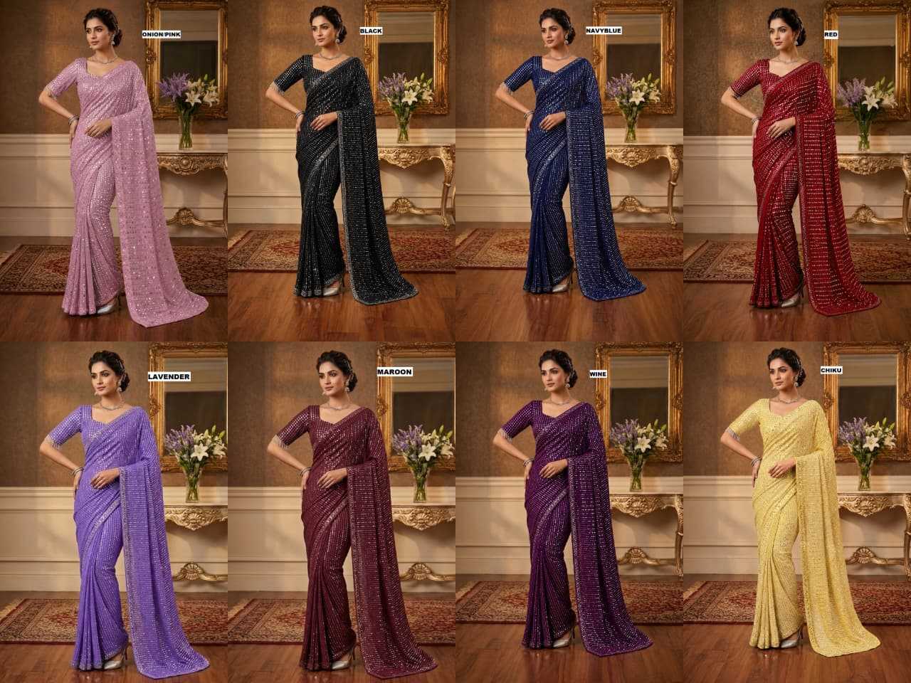 YNF Wholesale Faux Georgette Georgette Sarees  | Surat Manufacturer