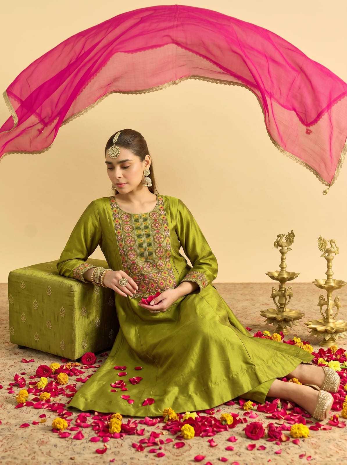 YNF Wholesale Vichitra Silk Designer Kurtis KESH529 AMORINA | Surat Manufacturer