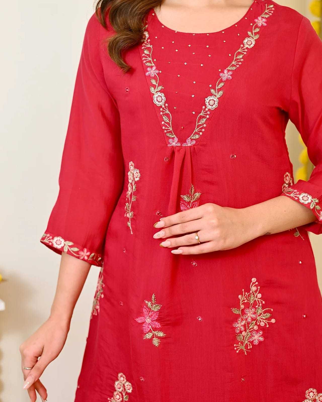 YNF Wholesale Viscose Chanderi Festive Kurtis KESH529 ELVINA | Surat Manufacturer