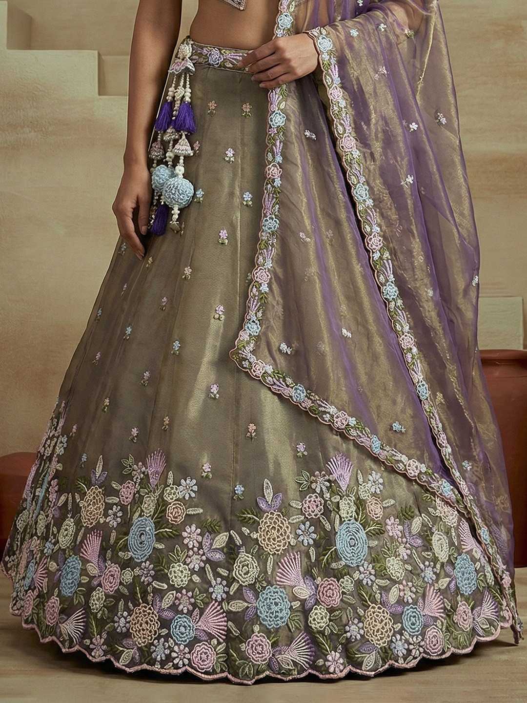 YNF Wholesale Tissue Embroidered Lehenga  | Surat Manufacturer