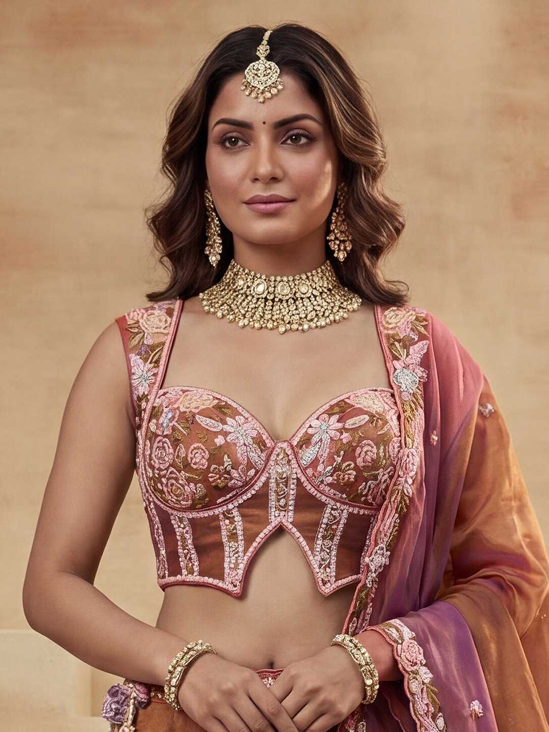 YNF Wholesale Tissue Embroidered Lehenga  | Surat Manufacturer