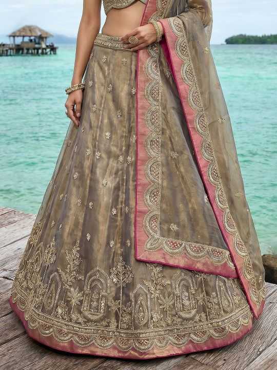 YNF Wholesale Tissue Embroidered Lehenga  | Surat Manufacturer