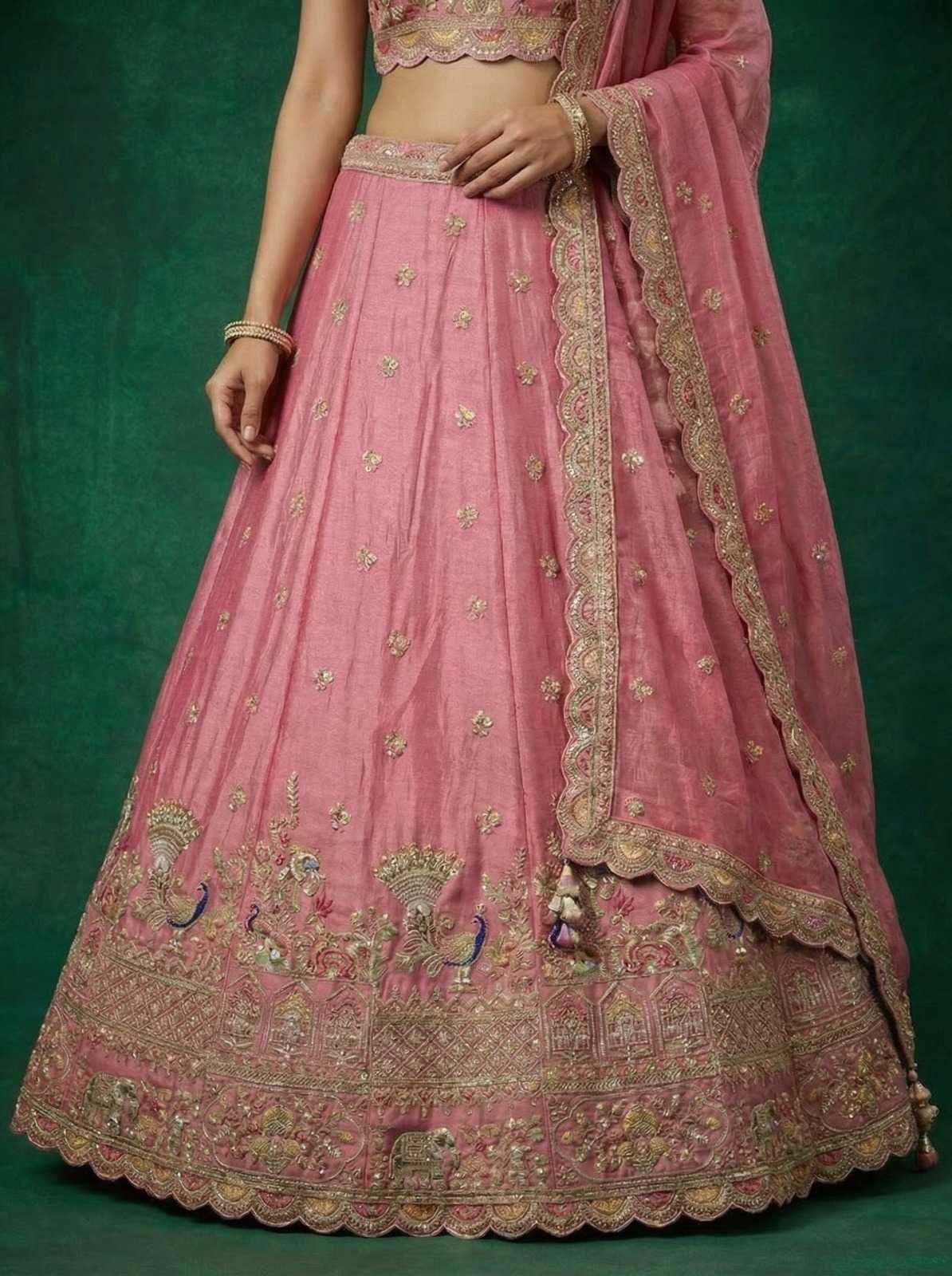 YNF Wholesale Tissue Embroidered Lehenga  | Surat Manufacturer