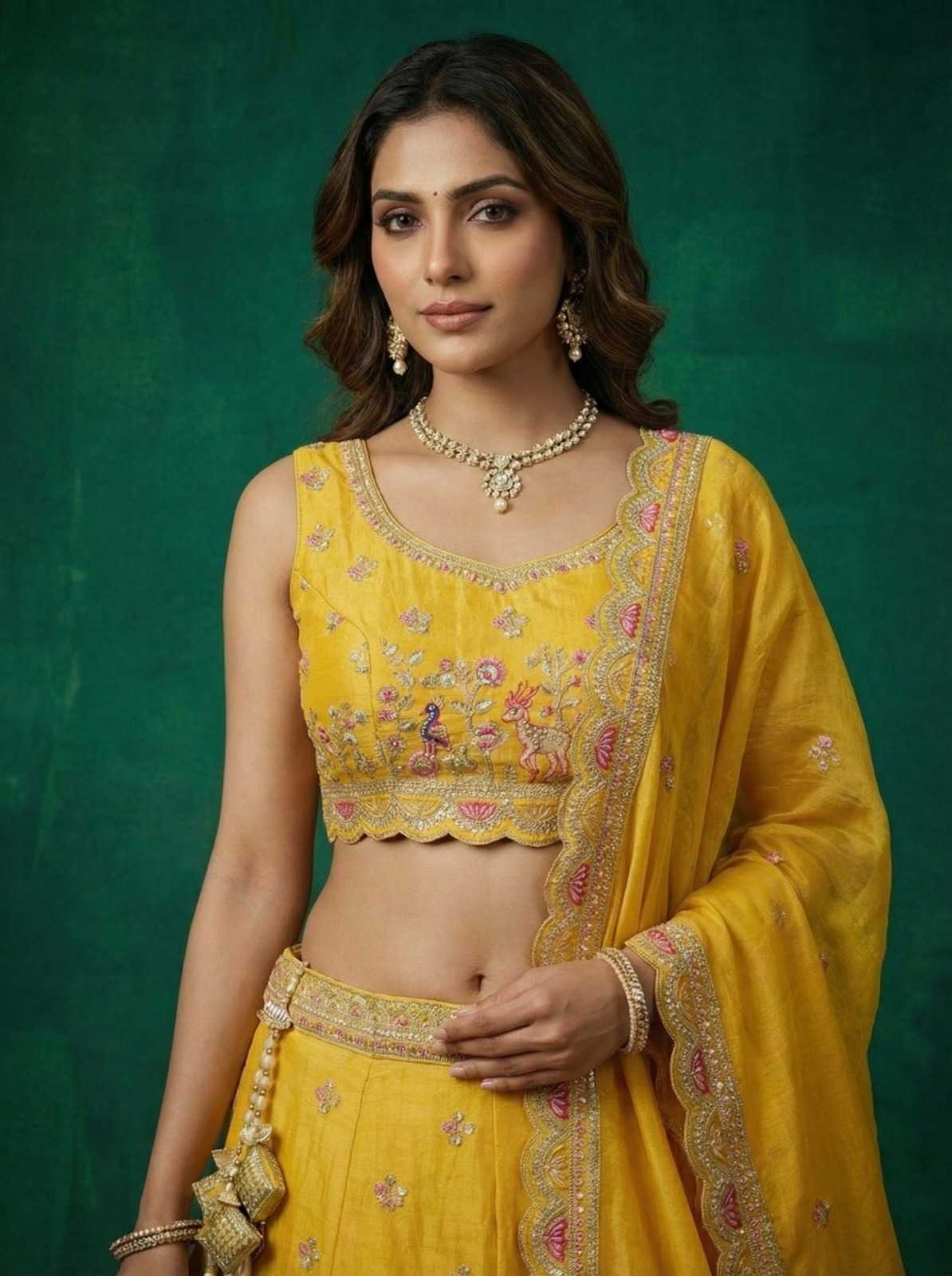 YNF Wholesale Tissue Embroidered Lehenga  | Surat Manufacturer