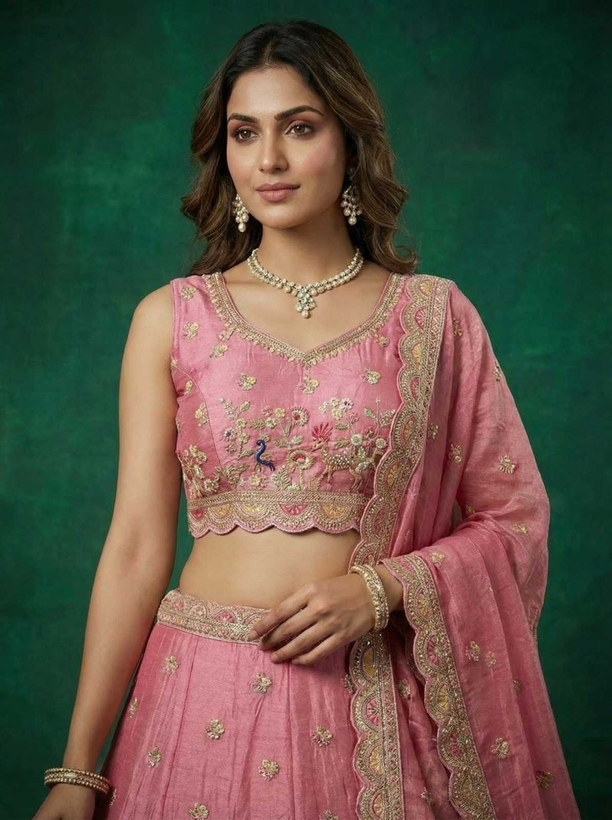 YNF Wholesale Tissue Embroidered Lehenga  | Surat Manufacturer
