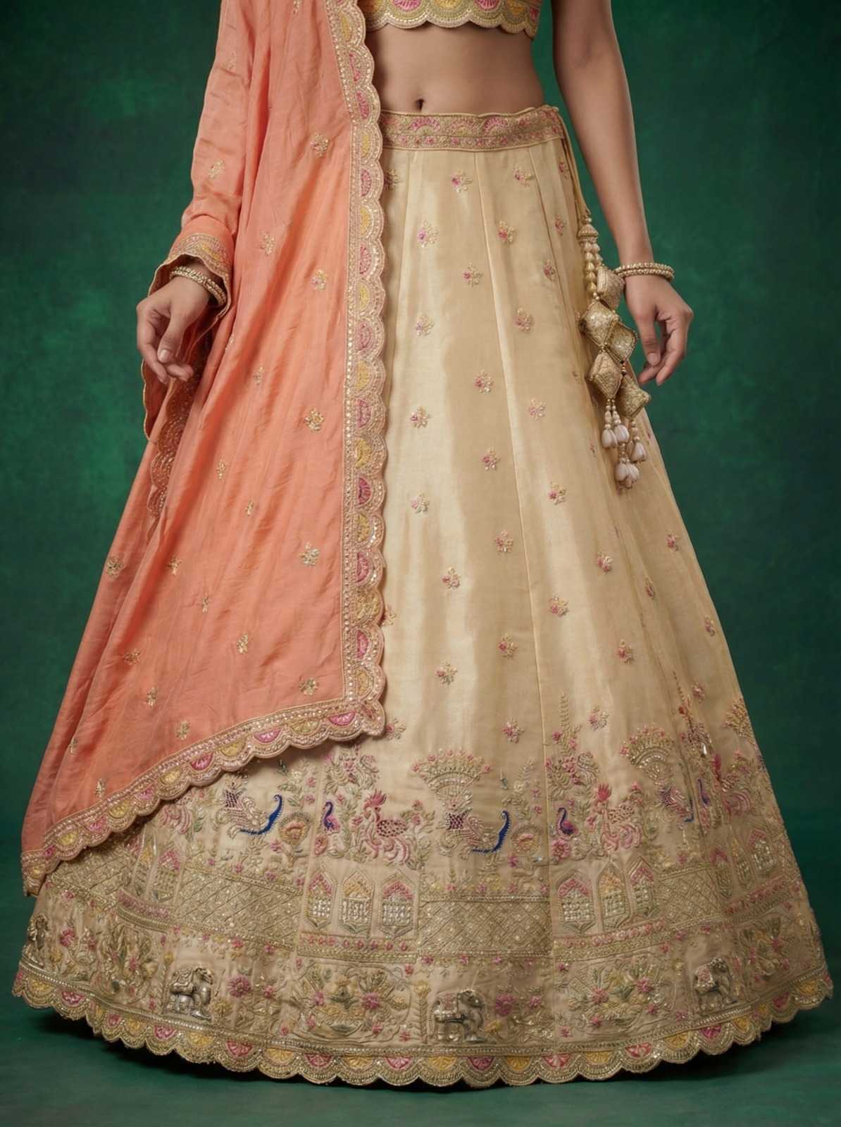 YNF Wholesale Tissue Embroidered Lehenga  | Surat Manufacturer