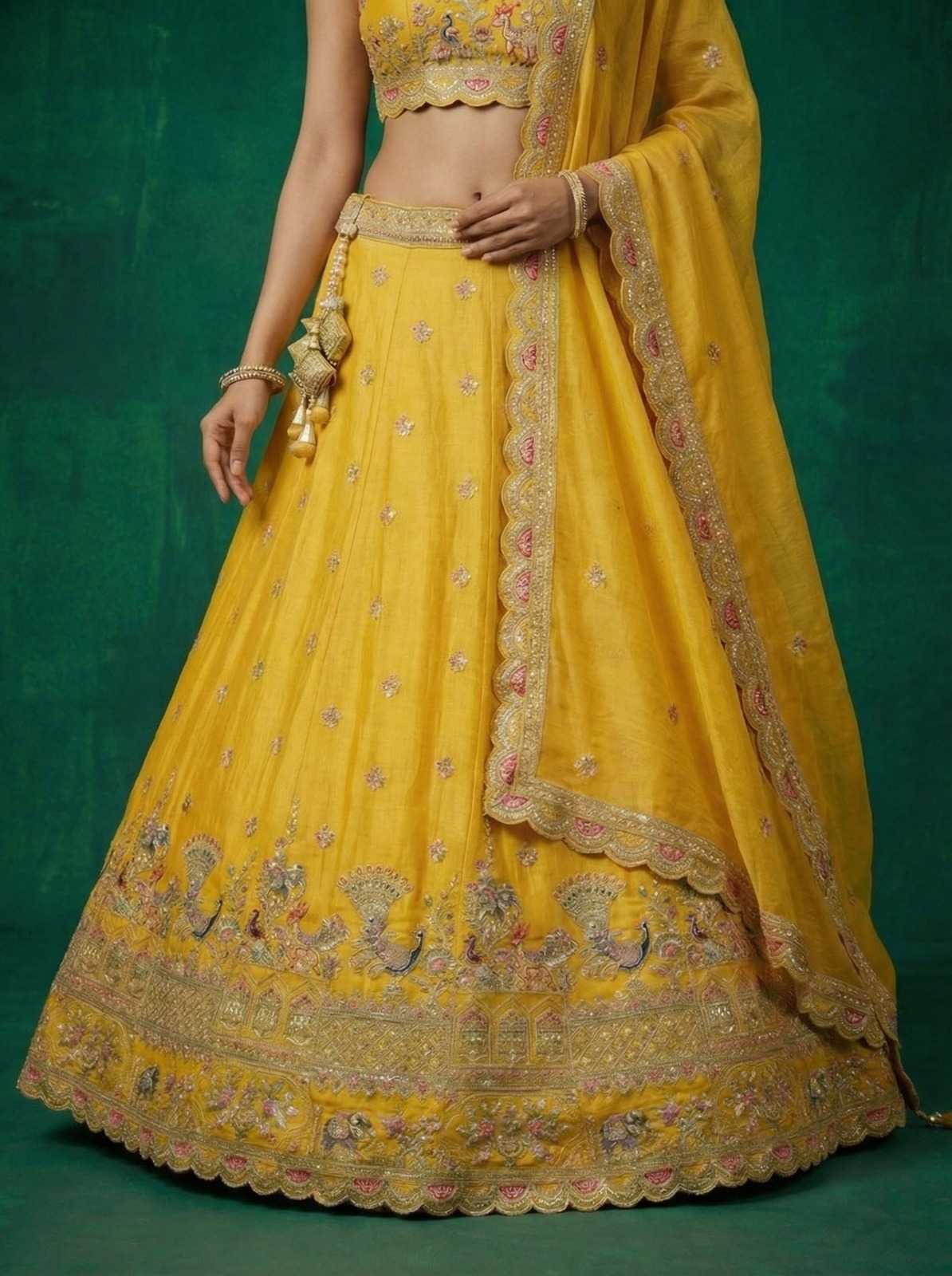 YNF Wholesale Tissue Embroidered Lehenga  | Surat Manufacturer