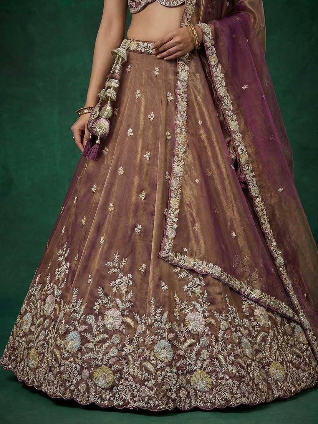 YNF Wholesale Tissue Embroidered Lehenga  | Surat Manufacturer