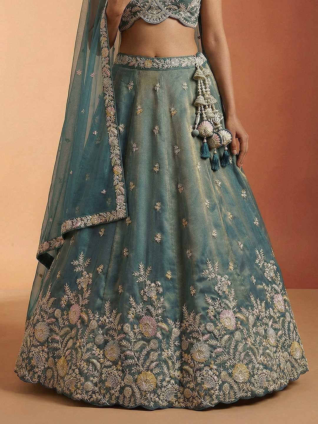 YNF Wholesale Tissue Embroidered Lehenga  | Surat Manufacturer