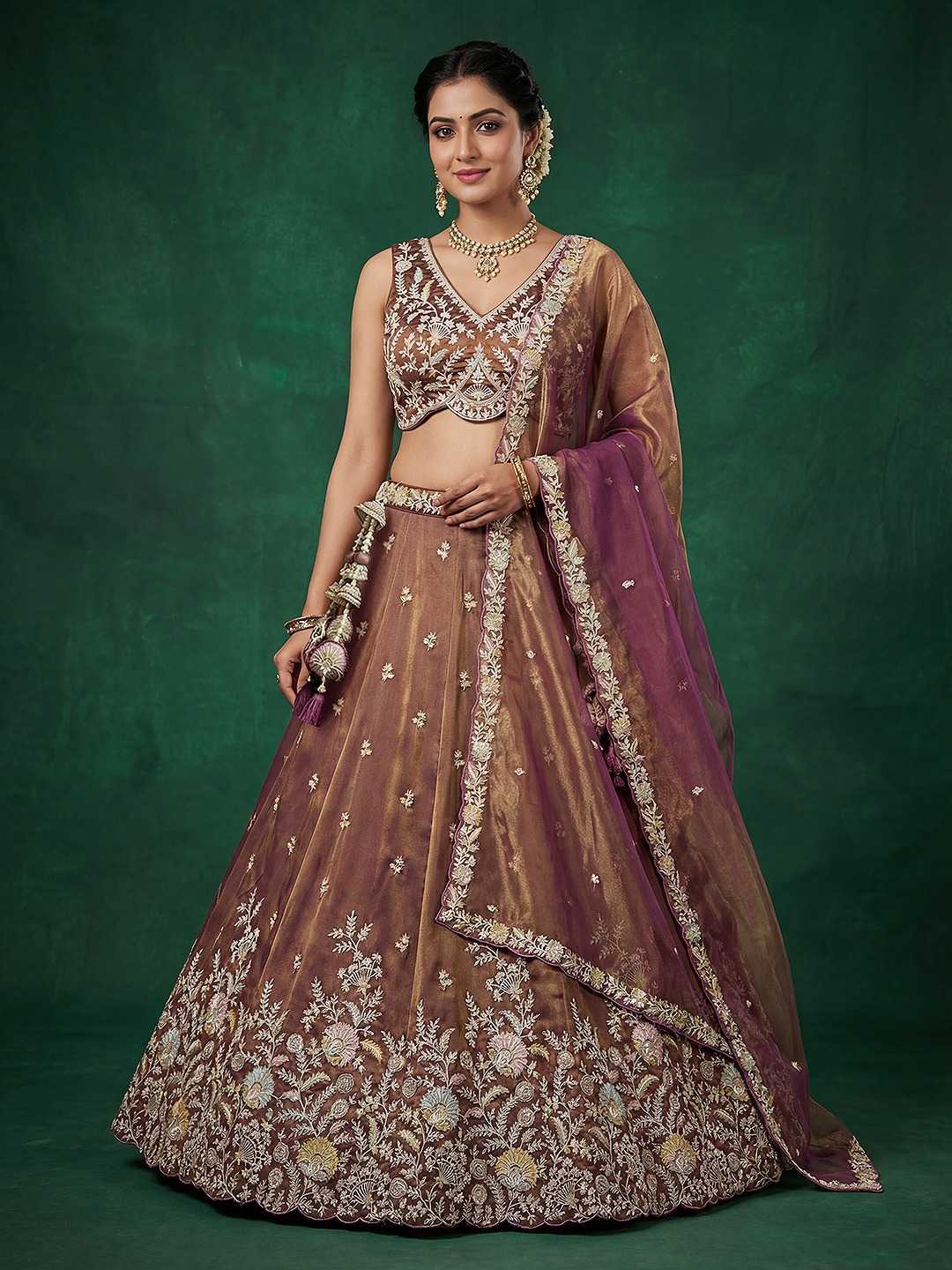 YNF Wholesale Tissue Embroidered Lehenga  | Surat Manufacturer