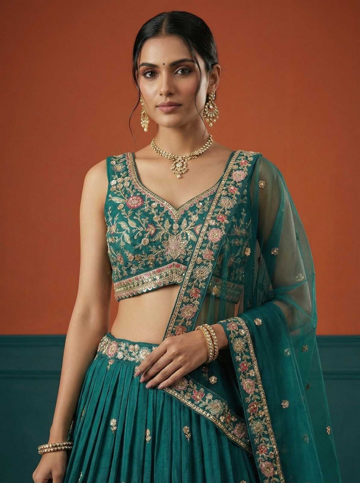 YNF Wholesale Georgette Embroidered Lehenga  | Surat Manufacturer