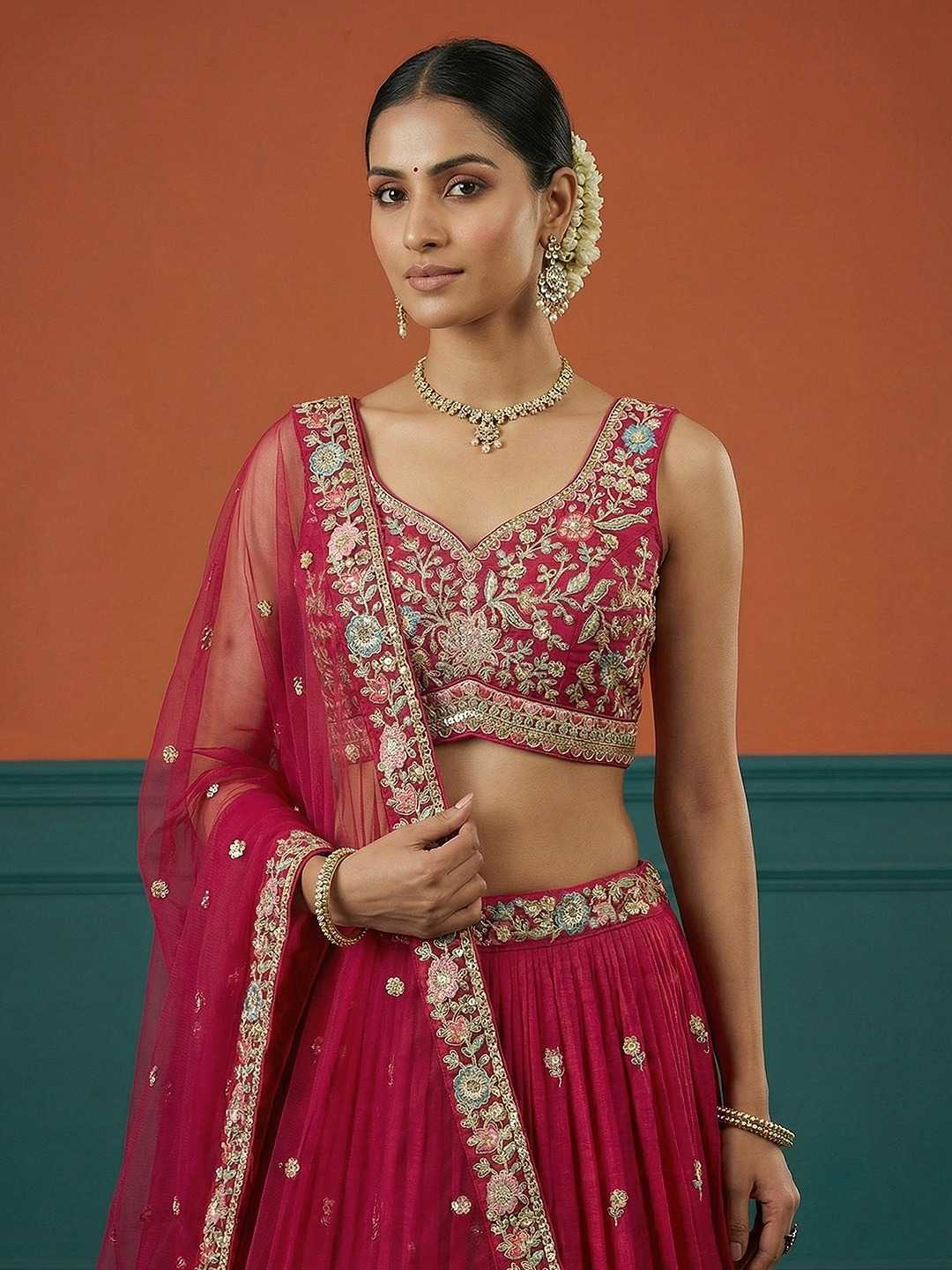 YNF Wholesale Georgette Embroidered Lehenga  | Surat Manufacturer