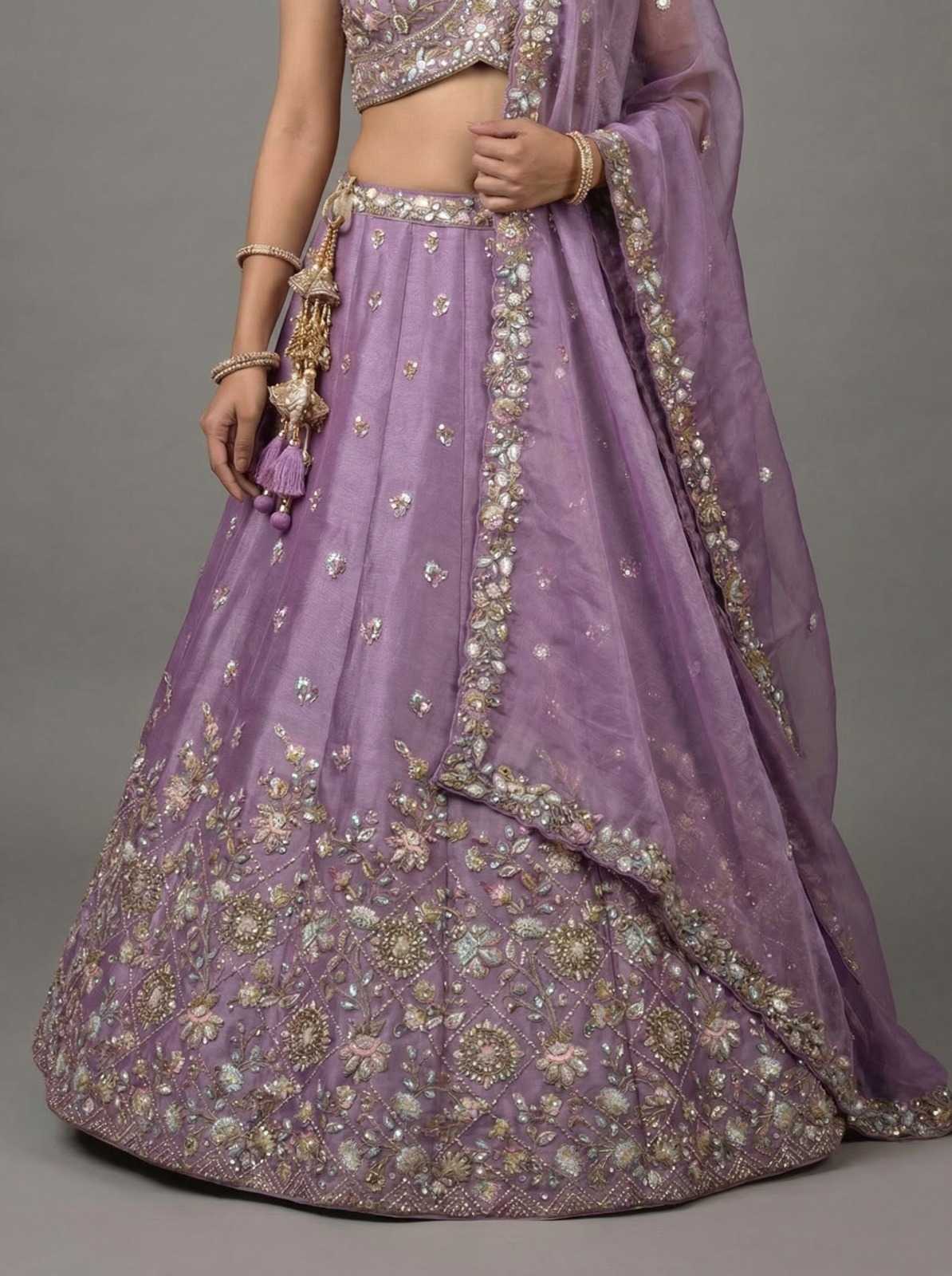 YNF Wholesale Tissue Embroidered Lehenga  | Surat Manufacturer