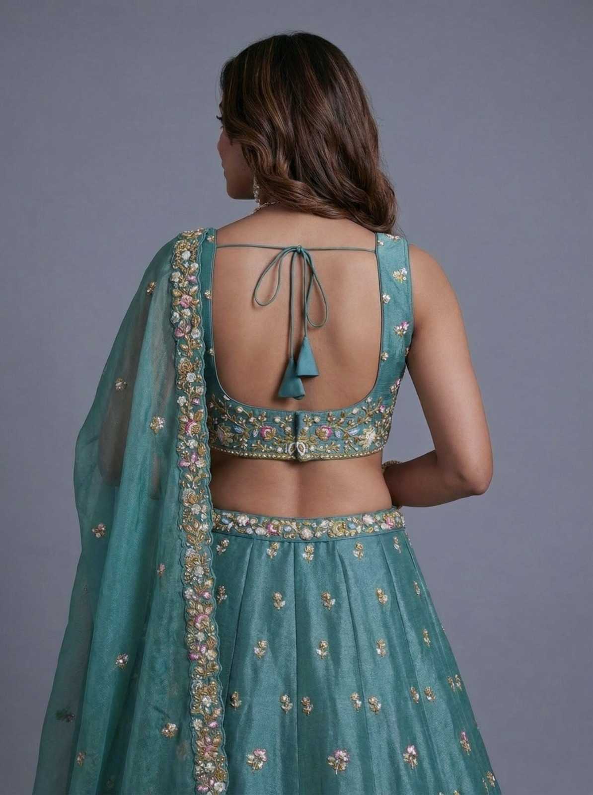 YNF Wholesale Tissue Embroidered Lehenga  | Surat Manufacturer