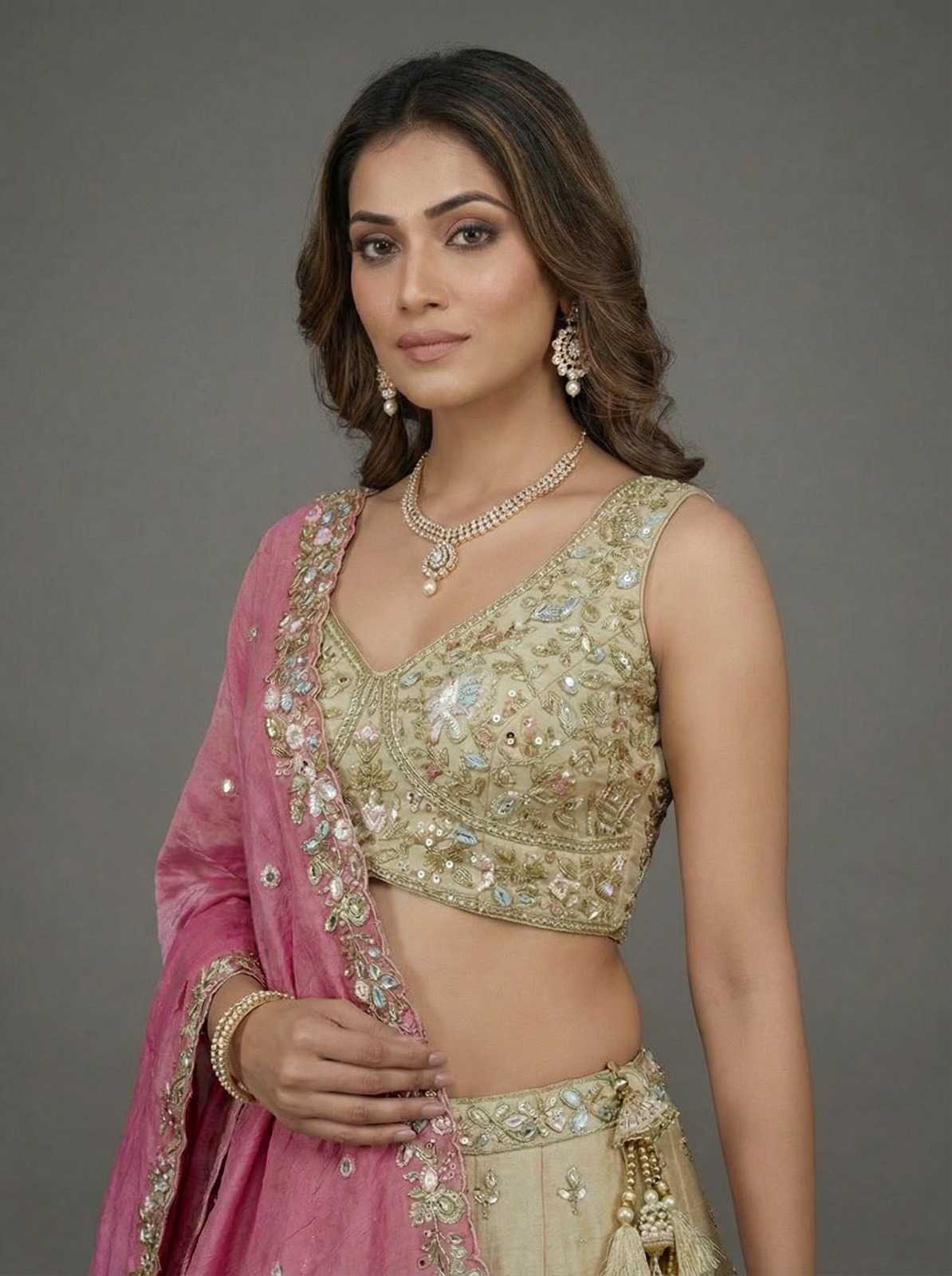 YNF Wholesale Tissue Embroidered Lehenga  | Surat Manufacturer