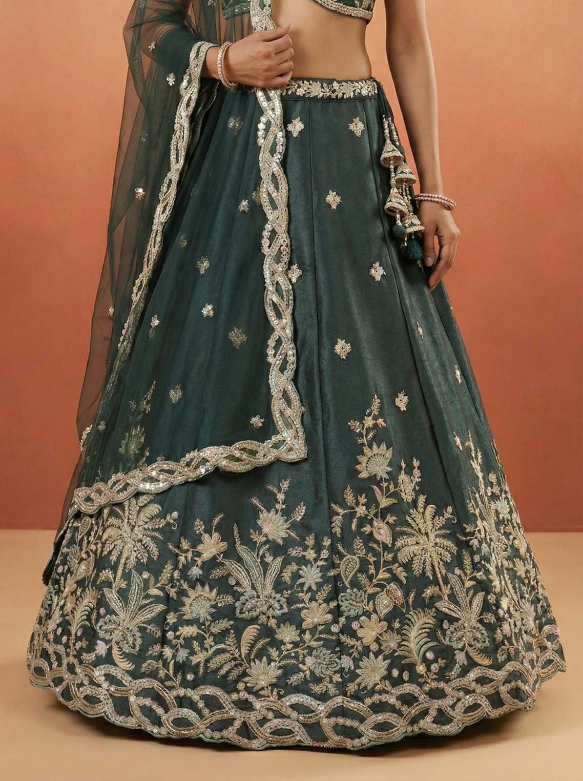 YNF Wholesale Tissue Embroidered Lehenga  | Surat Manufacturer
